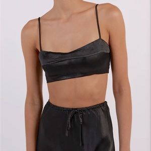 DISSH *NWT* Charli Black Satin Cropped Bralette Size 6